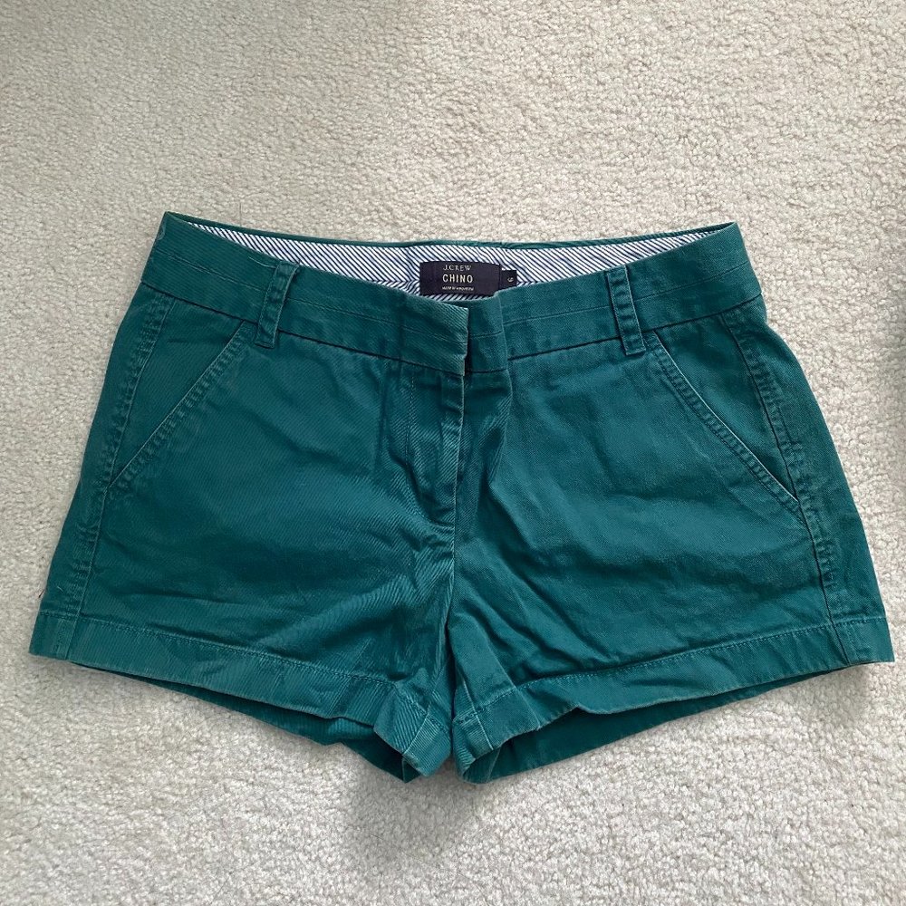 Green J Crew 3" Chino Shorts